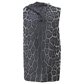 Blouse sans manches imprimée Yves Saint Laurent en soie imprimée animalier