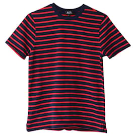 Apc A.P.C. Gestreifte T-Shirt aus roter Baumwolle