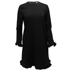 Ganni Clark Rüschenshirt mit langen Ärmeln aus schwarzem Polyester