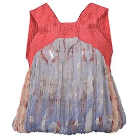 Blusa estampada en seda roja Jean Paul Gaultier