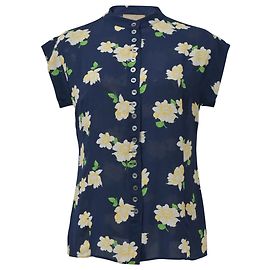 Michael Kors Bluse mit floralem Druck aus marineblauer Seide