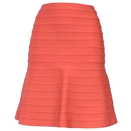 Falda hasta la rodilla Herve Leger en rayón naranja