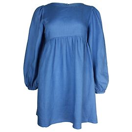 Vestido mini de manga larga Reformation Ramone en lino azul