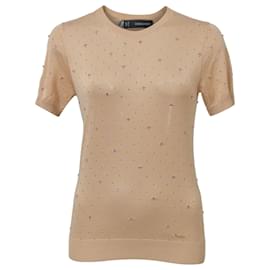 Dsquared2 Top aus nude Baumwolle mit Perlenverzierung