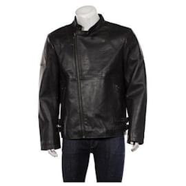 Giacca in pelle nera aderente con zip per motociclista a doppio petto WRANGLER - Autre Marque