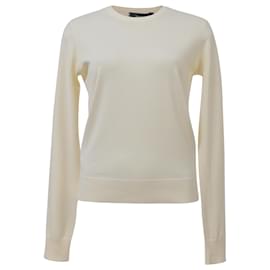 Regal Rundhals-Pullover aus ivory Wolle von Theory
