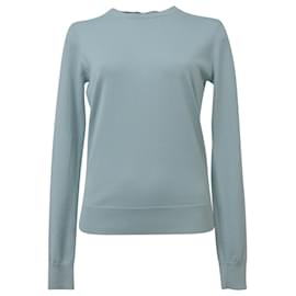 Theory Rundhals-Regal-Pullover aus hellblauer Wolle