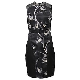 Abito a tubino con stampa floreale X-Ray di Jason Wu in seta nera