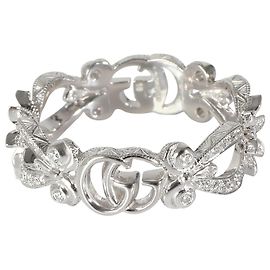 Anello Gucci in oro bianco e diamanti Flora GG