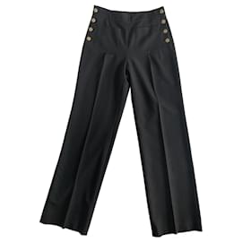Chanel Black Wool Pants with Gold Buttons