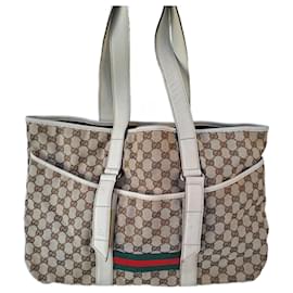 Borsa Tote Gucci Marrone in Tela e Pelle