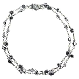 COLLANA CHANEL SAUTOIR PERLE NERE E BIANCHE LOGO CC 120 CM