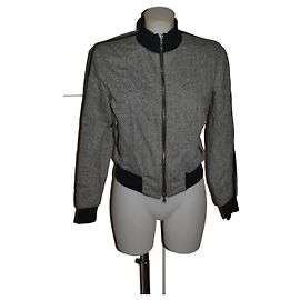Autre Marque Chaqueta Jo de lana con detalles en cuero