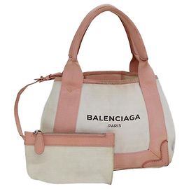 BALENCIAGA Borsa Cabas XS in tela blu navy rosa Auth ep4480