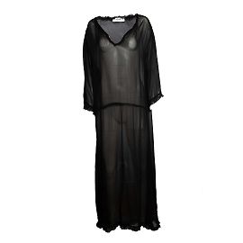 Autre Marque ME369, vestido kaftan transparente en negro