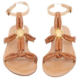 Valentino Sandalen EU38 Naturleder Precious Beauty Flachsandalen US7.5