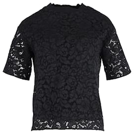 Joseph Kurzarm-Spitzenoberteil aus schwarzem Polyester