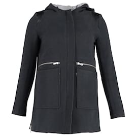 Giacca con cappuccio a zip Maje in cotone navy