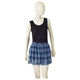 Autre Marque Falda mini plisada a cuadros azules Hollister Talla L
