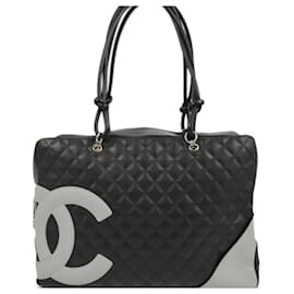 Borsa a mano Chanel Cambon Grande Modello in Pelle Nero e Grigio