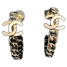 Orecchini a cerchio Chanel neri palladium