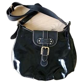 Borsa a mano Longchamp Le Foulonné Idol Nera in Pelle Vernice