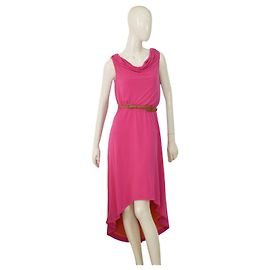 Vestido Calvin Klein rosa fucsia sin mangas asimétrico con cinturón