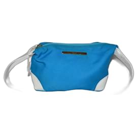 Borsa a spalla Max Mara bianca e turchese in pelle e tela