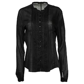 Strenesse, blusa negra transparente con botones redondos
