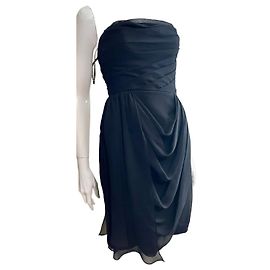 Vera Wang Vestido de coquetel drapeado sem alças em preto