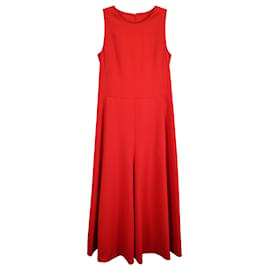 Ärmelloses plissiertes Midikleid von Akris aus roter Baumwolle