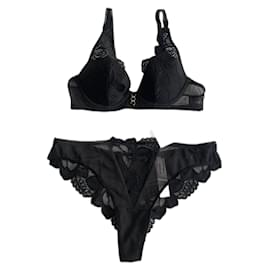 Set coordinato in pizzo nero Darjeeling reggiseno e tanga - Autre Marque