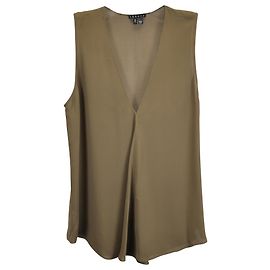 Top sin mangas V-Neck Theory en seda verde