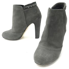 ZAPATOS CHANEL BOTINES DE TACÓN G29928 39 EN SEDA GRIS - Chanel