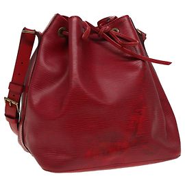 LOUIS VUITTON Epi Petit Noe Bolsa de Ombro Vermelha M44107 LV Auth 77898