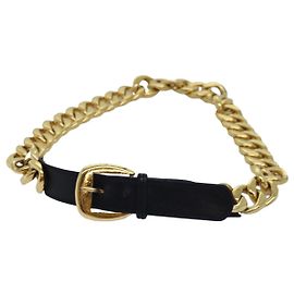 CHANEL Kettengürtel Metall 31,1""" Gold Schwarz CC Auth bs14988