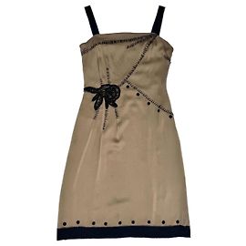 Alberta Ferretti Seiden Slipkleid Taupe