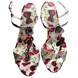 Dolce & Gabbana Sandalen aus Leder mit Margeriten und Mohn Print