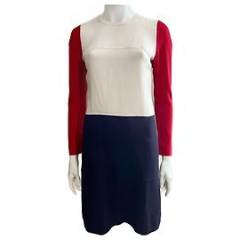 Joseph Kleid aus Stretch-Crêpe in Weiß, Blau und Rot