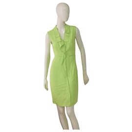 Autre Marque Tahari Mini Bleistiftkleid ärmellos V Ausschnitt limegrün