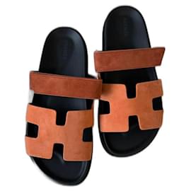 Sandali Hermès Chypre arancione scamosciato taglia 38