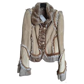 Autre Marque OLIVIER Leather Shearling Jacket Camel Size 46