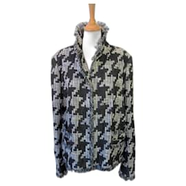 Chanel Tweedjacke Hahnentritt schwarz grau