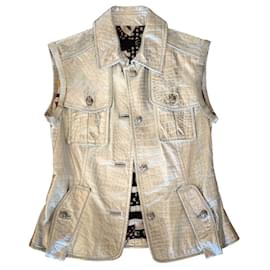 Just Cavalli Bikerjacke aus silbernem Leder