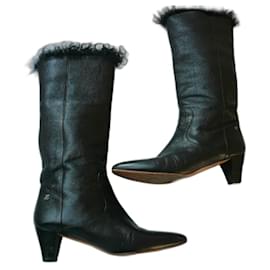 Botas Chanel de piel negra talla 39