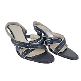 Zapatos de tacón Max Mara de piel azul marino tacón 10 cm Talla 41