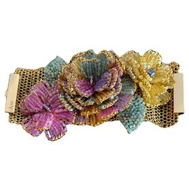 Autre Marque Bracciale in oro 18k all'uncinetto e fiori di cristallo, di Tricia Milaneze
