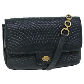 Bolso de Hombro BALLY de Cuero Azul Marino Auth yb581