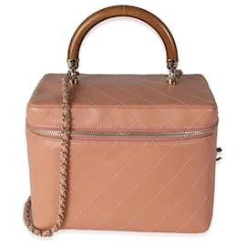 Rosenfarbene, gesteppte Lammleder-Vanity Case von Chanel Knock On Wood
