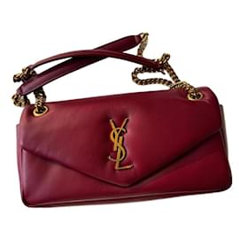 Borsa a mano Saint Laurent Calypso in Pelle Rosso Merlot